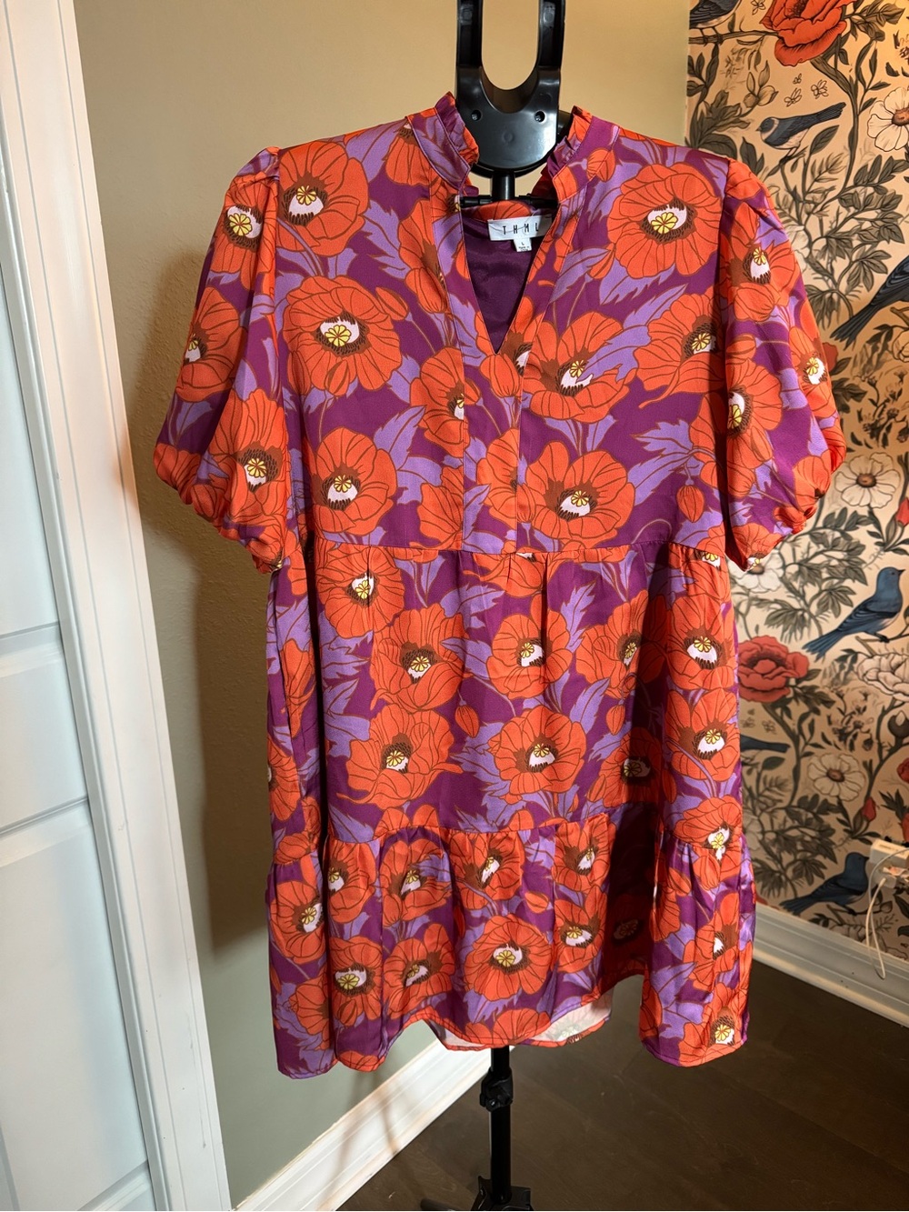 THML Purple Tunic with Red Floral Print
